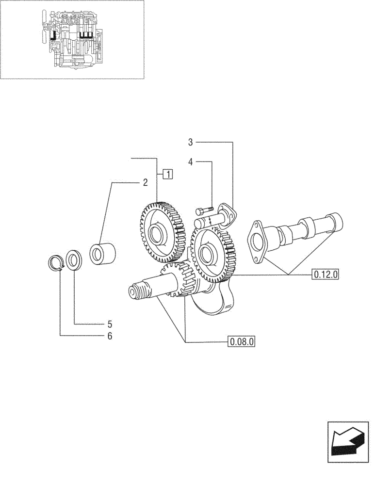 Схема запчастей Case IH JX95 - (0.10.0/01) - INTERMEDIATE DRIVE GEARS AND SHAFTS - TIER 1 ENGINE (01) - ENGINE