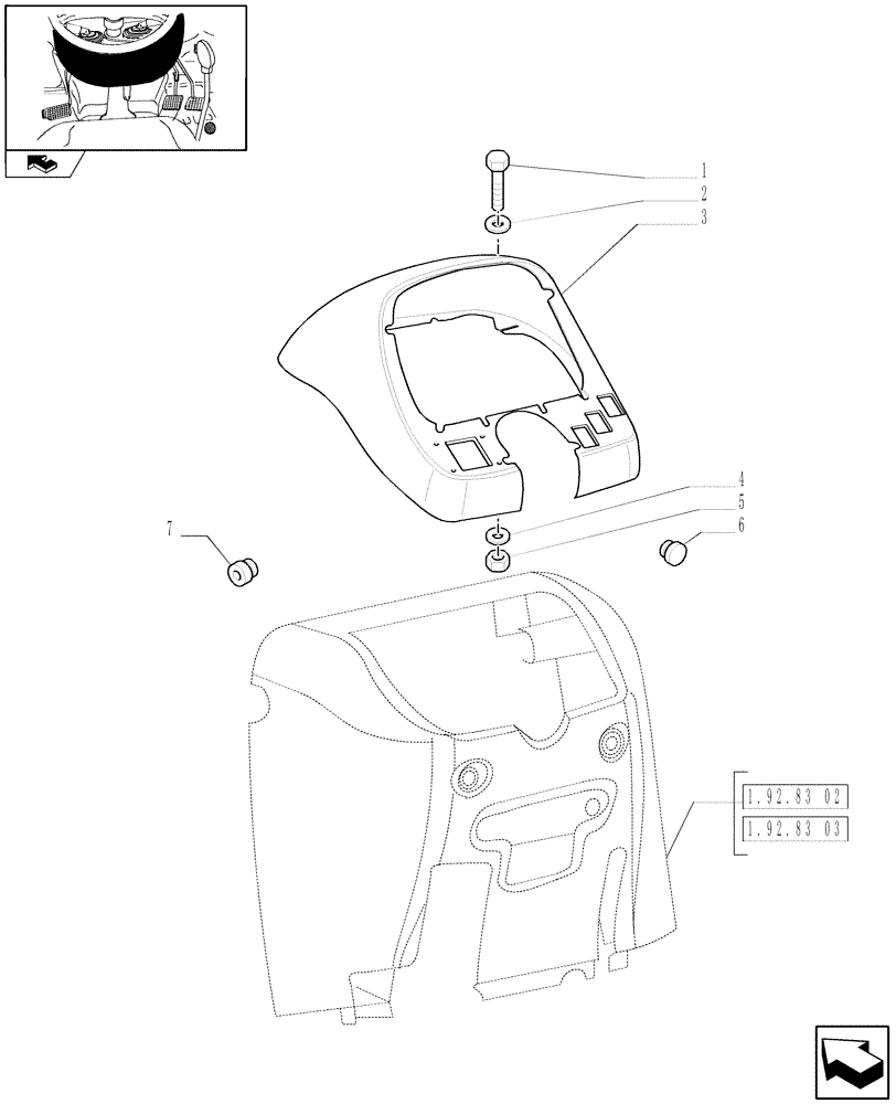 Схема запчастей Case IH FARMALL 60 - (1.92.83[01]) - FRONT CONSOLE TRIM (10) - OPERATORS PLATFORM/CAB