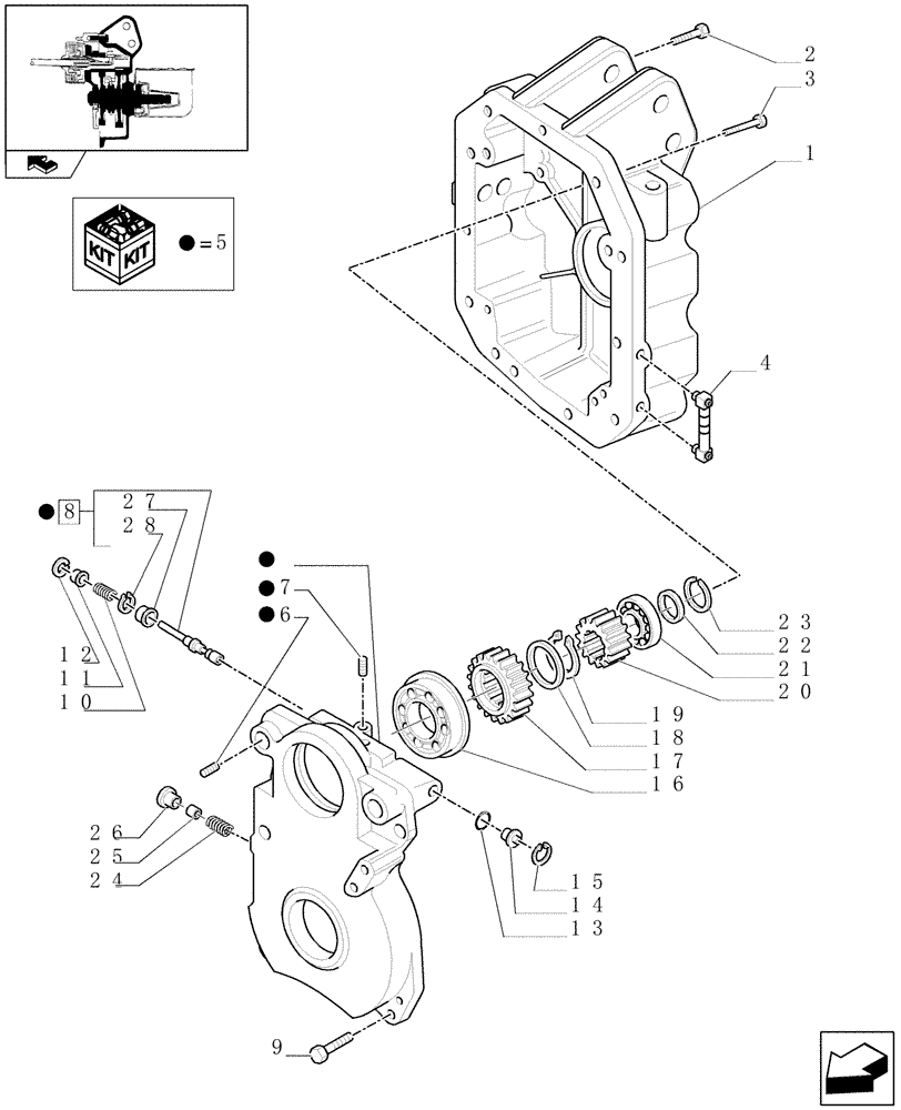 Схема запчастей Case IH MAXXUM 130 - (1.80.1[01]) - POWER TAKE-OFF 540/1000 RPM - CASING, GEARS AND SUPPORT (07) - HYDRAULIC SYSTEM