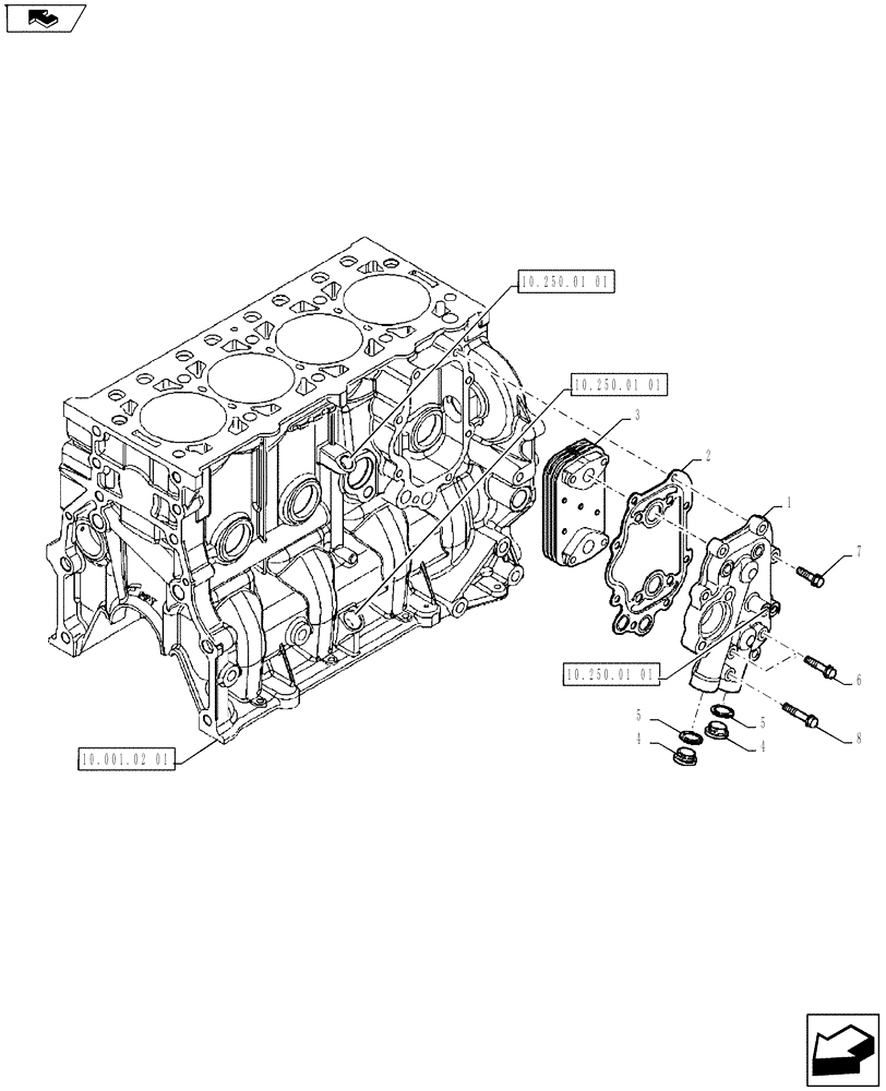 Схема запчастей Case IH FARMALL 65A - (10.408.02[01]) - HEAT EXCHANGER (10) - ENGINE