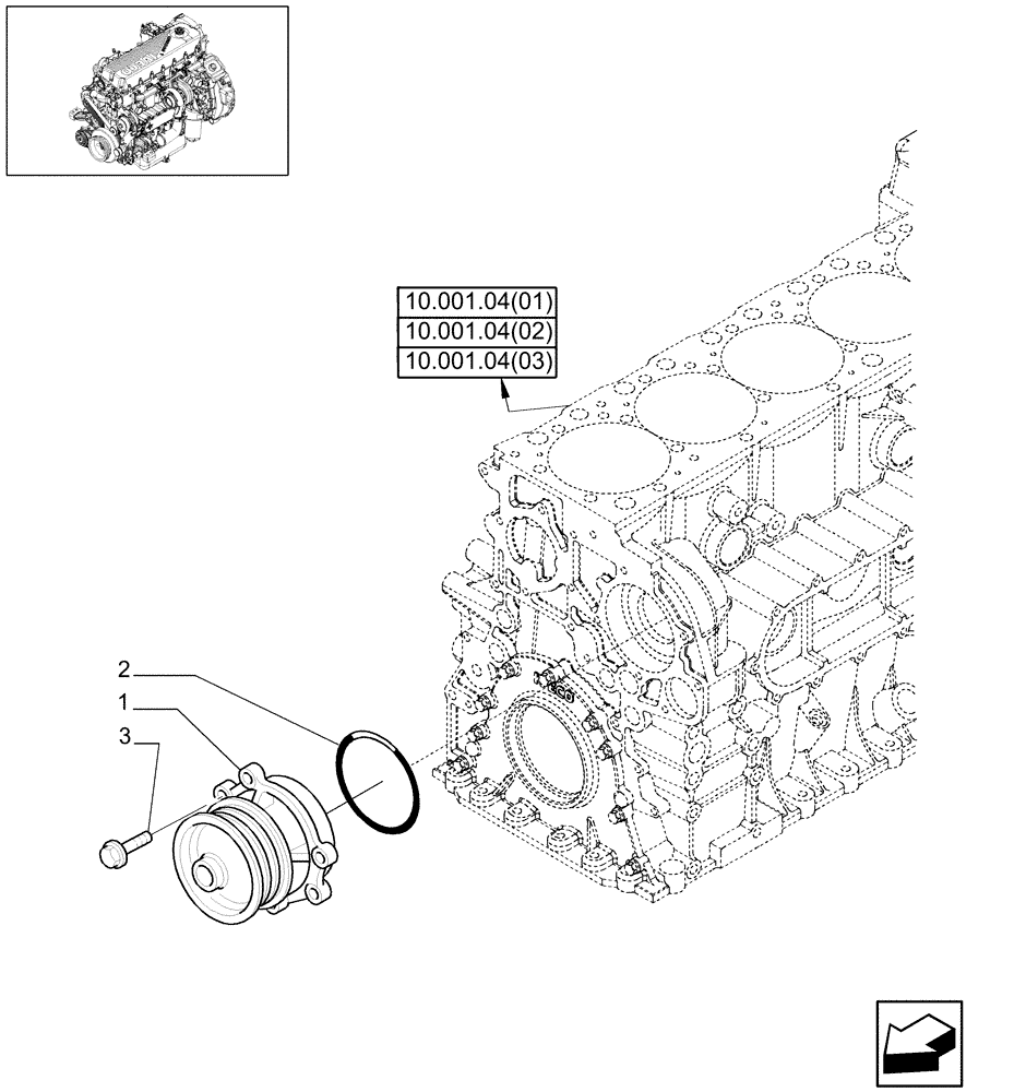 Схема запчастей Case IH 9120 - (10.402.01[03]) - WATER PUMP - 9120 (10) - ENGINE