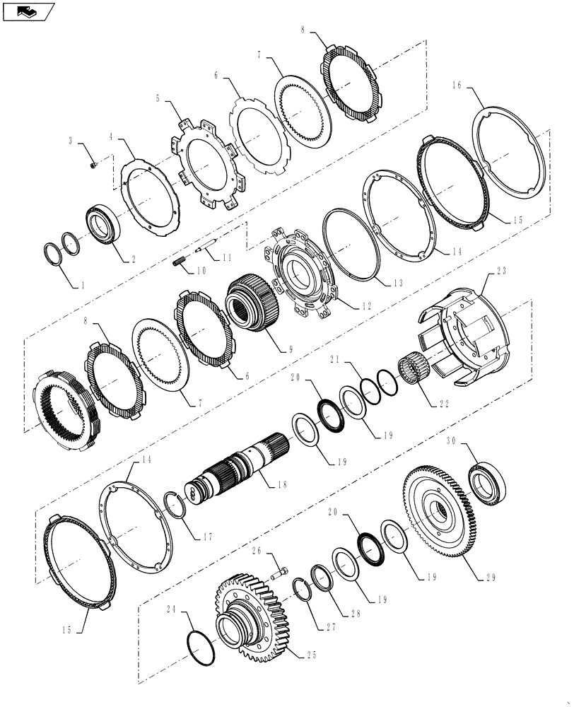 Схема запчастей Case IH STEIGER 450 - (14.102.04[04]) - PTO SHAFT ASSY. (14) - MAIN GEARBOX & DRIVE