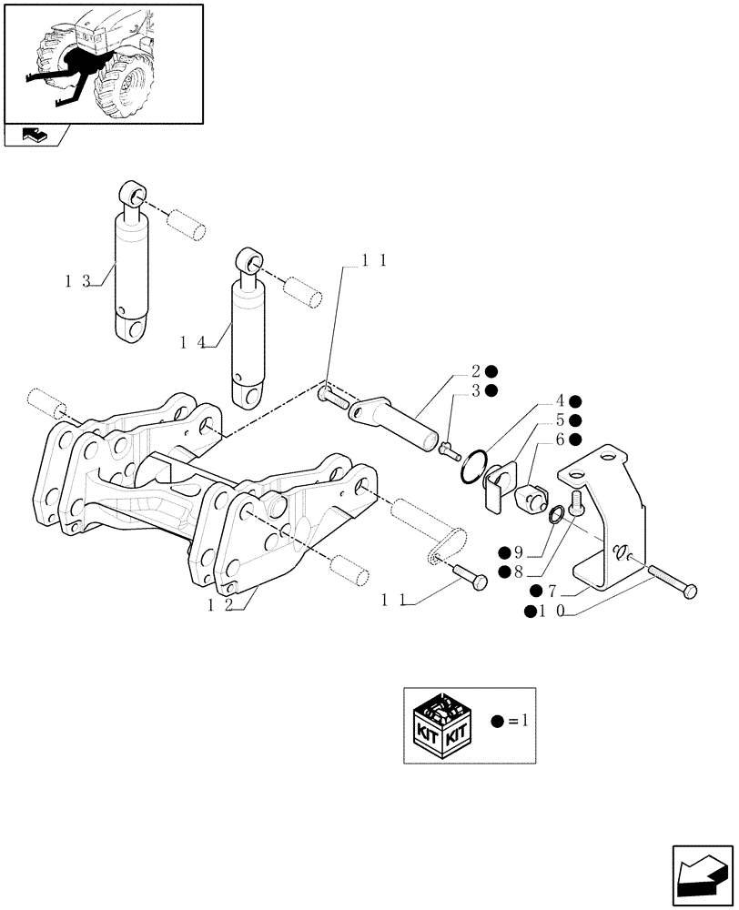 Схема запчастей Case IH PUMA 155 - (1.81.9/03[01]) - INTEGRATED FRONT HPL - CYLINDERS AND SUPPORT - C6519 (VAR.330831-331831-332831-333831-330847-331847-332847-333847-334847-335847) (07) - HYDRAULIC SYSTEM