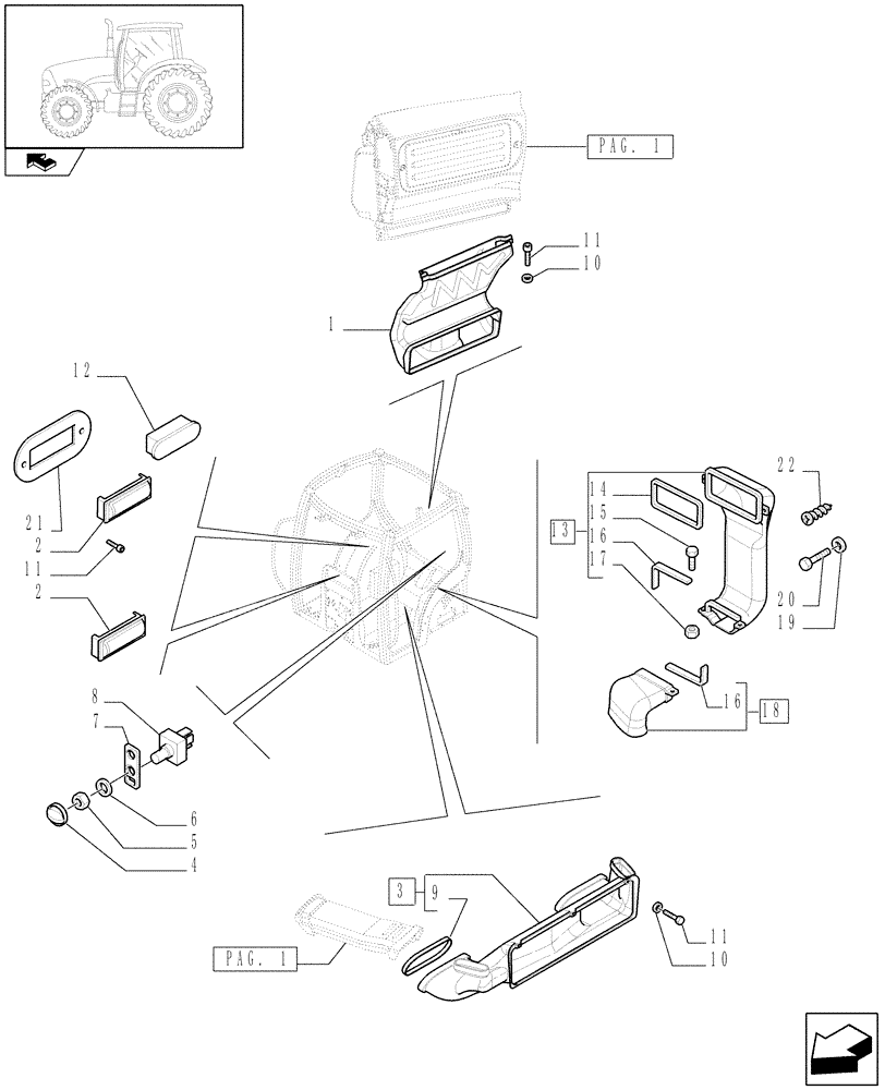Схема запчастей Case IH PUMA 125 - (1.94.2[02]) - HEATING - AIR CONDITIONING - VENTILATION DUCTS (10) - OPERATORS PLATFORM/CAB