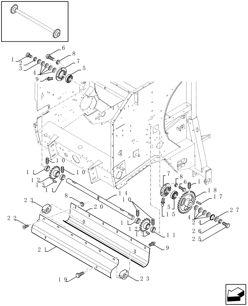 Схема запчастей Case IH RBX341 - (14.06[01]) - DRIVE ROLL BARS (14) - BALE CHAMBER