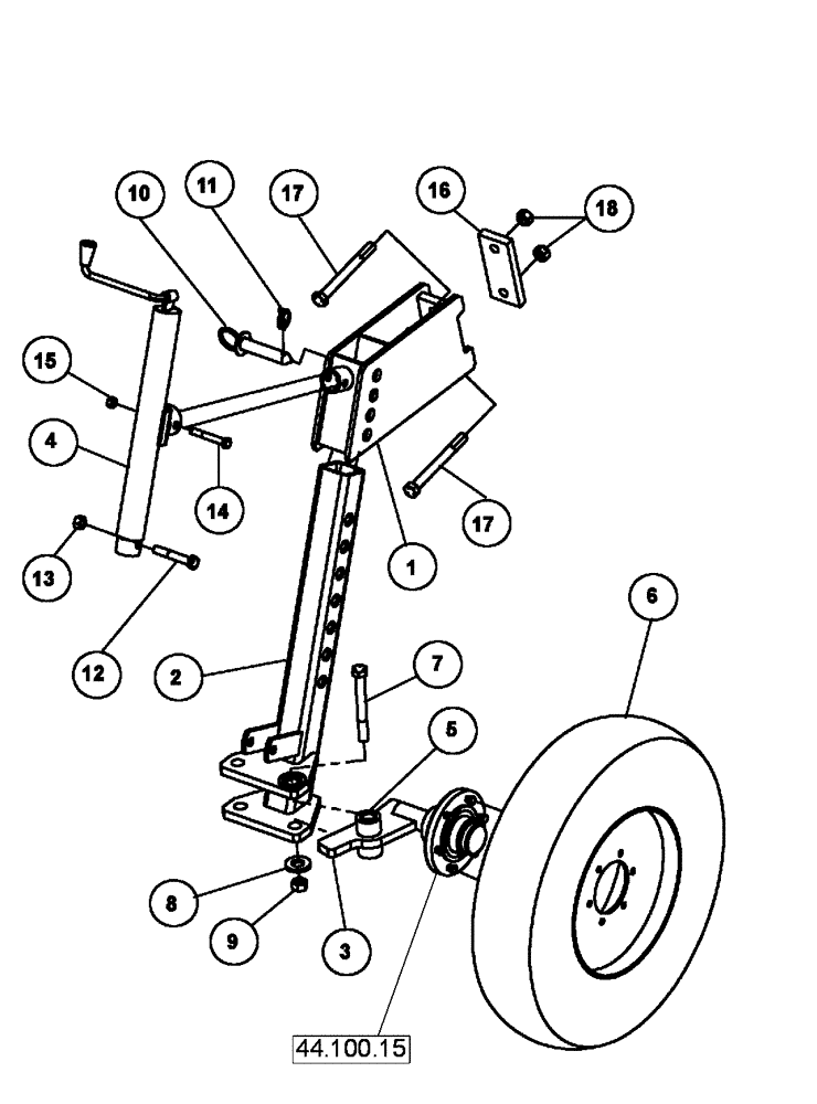 Схема запчастей Case IH TIGERMATE II - (44.100.11) - PIVOT STABILIZING WHEEL 2008 AND AFTER UNITS (44) - WHEELS