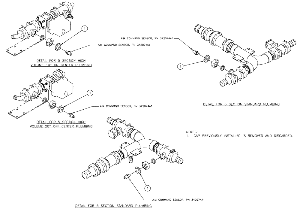 Схема запчастей Case IH SPX4410 - (11-037) - AIM SENSOR PLUMBING GROUP, CENTER SECTION Options