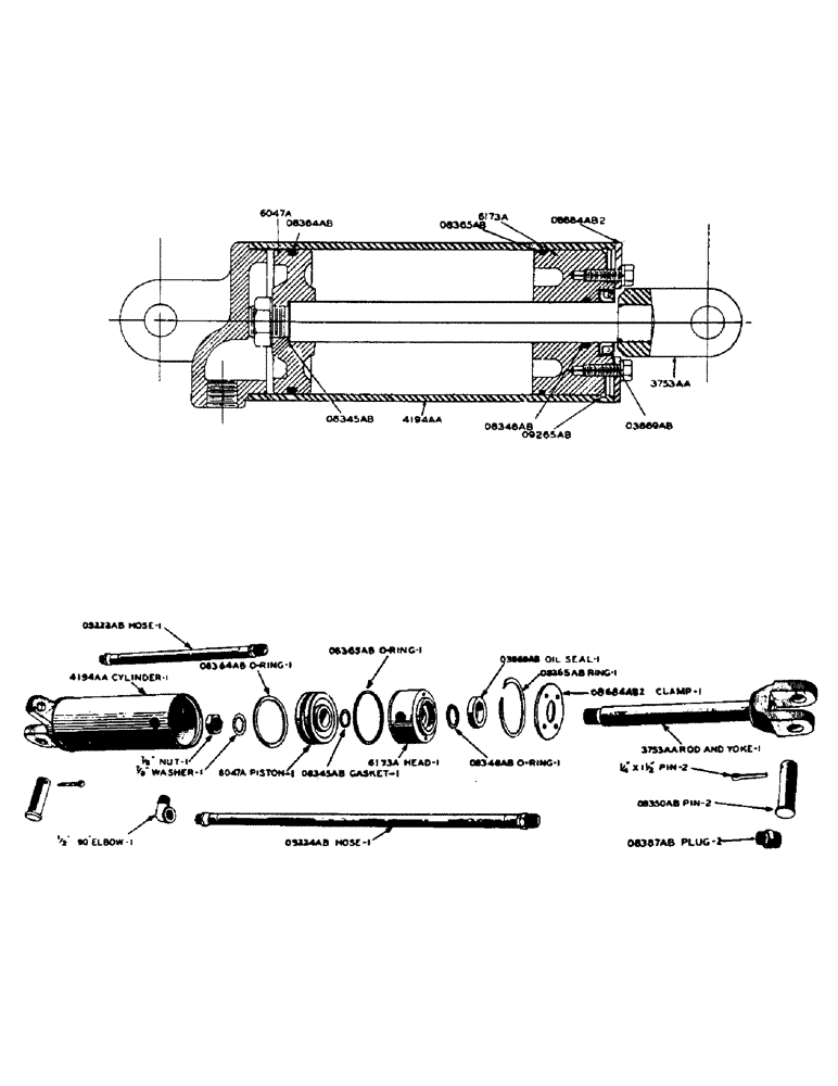 Схема запчастей Case IH DC-SERIES - (165) - HYDRAULIC SINGLE AND DUAL CONTROL UNIT, 4195AA MOUNTED CYLINDER, 4" X 6", FOR SINGLE AND DUAL (08) - HYDRAULICS