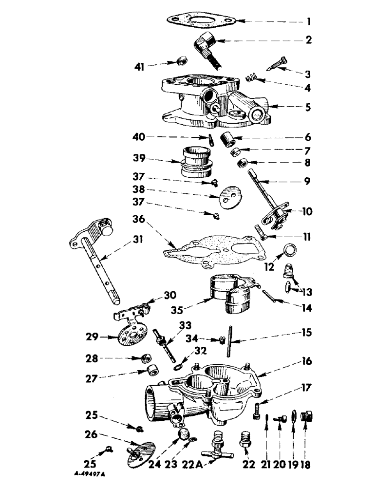 Схема запчастей Case IH 230 - (053) - ENGINE, CARBURETOR, ZENITH MODEL 68 X 7, C-123, 65001 UP (01) - ENGINE