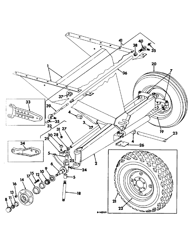 Схема запчастей Case IH 403 - (116) - GUIDE WHEEL SUPPORT, RIM, DISC, TIRE AND TUBE, RICE (27) - REAR AXLE SYSTEM