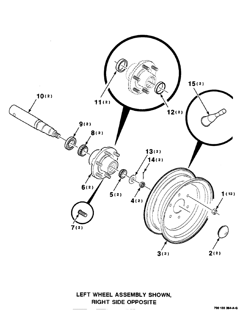 Схема запчастей Case IH RS551 - (7-08) - WHEEL, HUB AND AXLE ASSEMBLY, 15 INCH (12) - MAIN FRAME