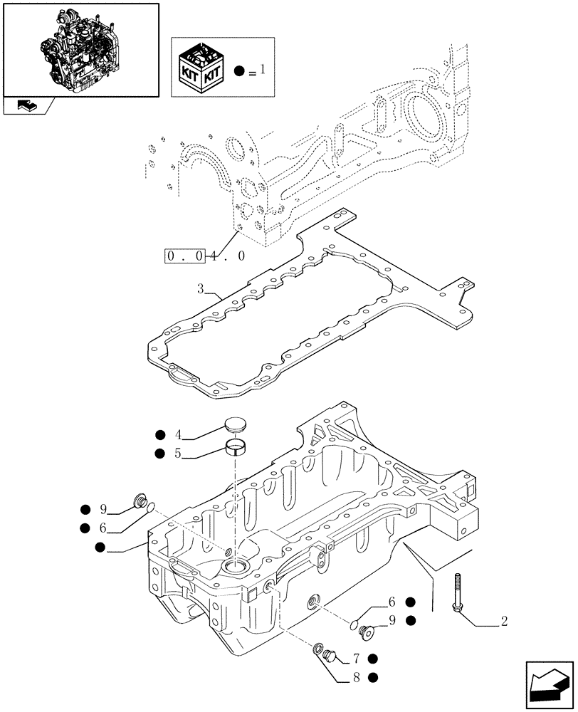 Схема запчастей Case IH FARMALL 95C - (0.04.2) - ENGINE OIL SUMP (01) - ENGINE