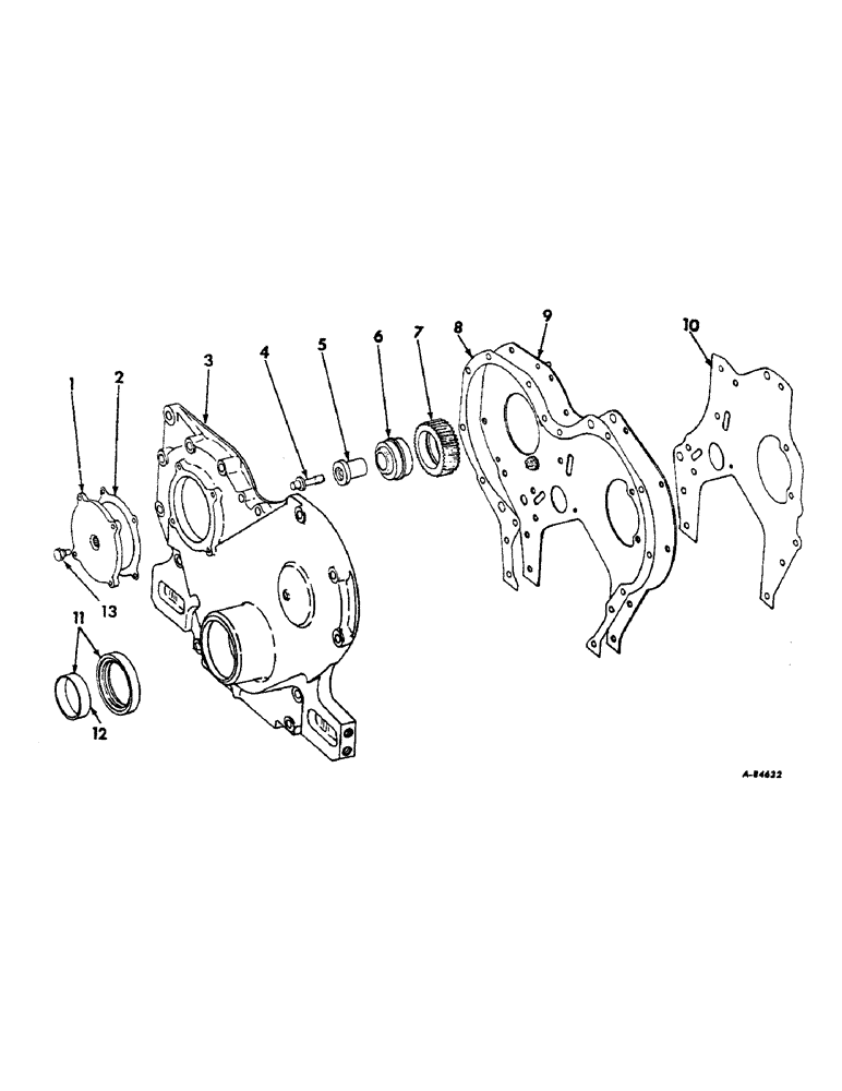 Схема запчастей Case IH 2806 - (D-08) - DIESEL ENGINE, CRANKCASE FRONT COVER AND IDLER GEAR, ENGINE SERIAL NO. D-36A 23979 AND ABOVE (01) - ENGINE