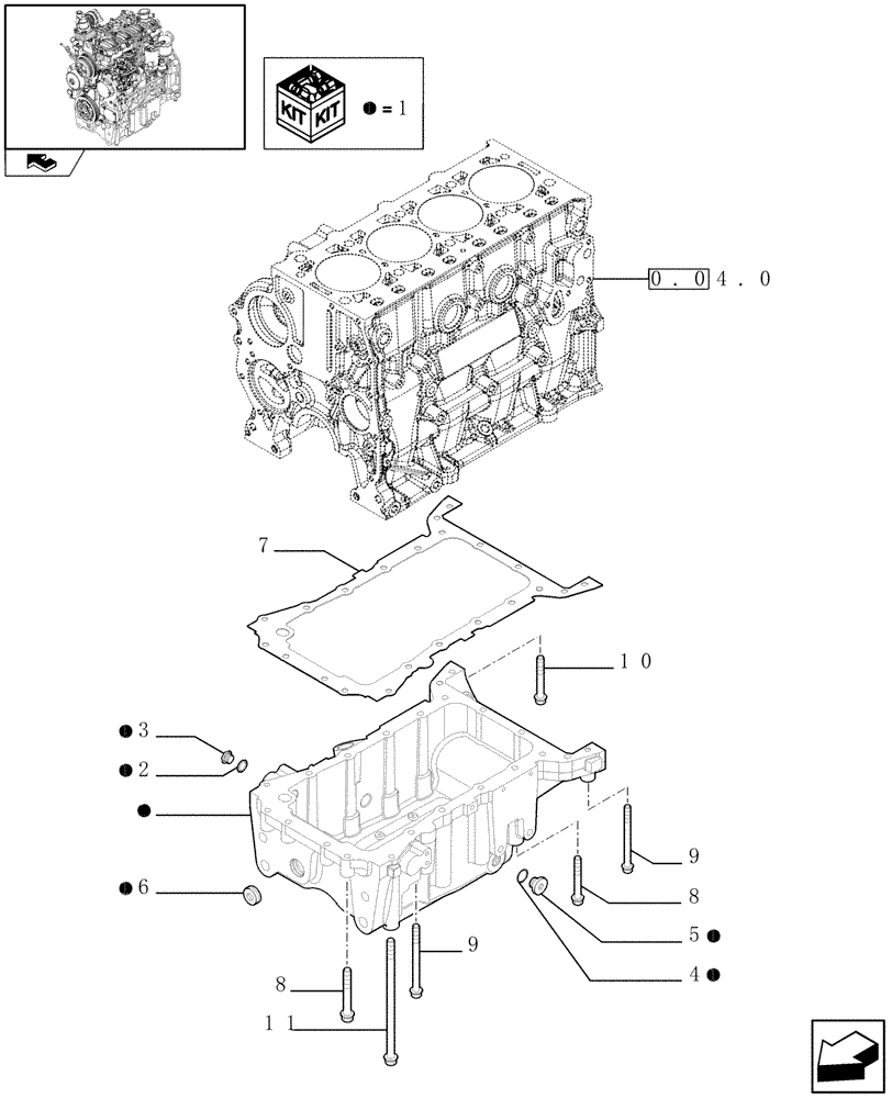 Схема запчастей Case IH FARMALL 65C - (0.04.2) - OIL SUMP & RELATED PARTS (01) - ENGINE