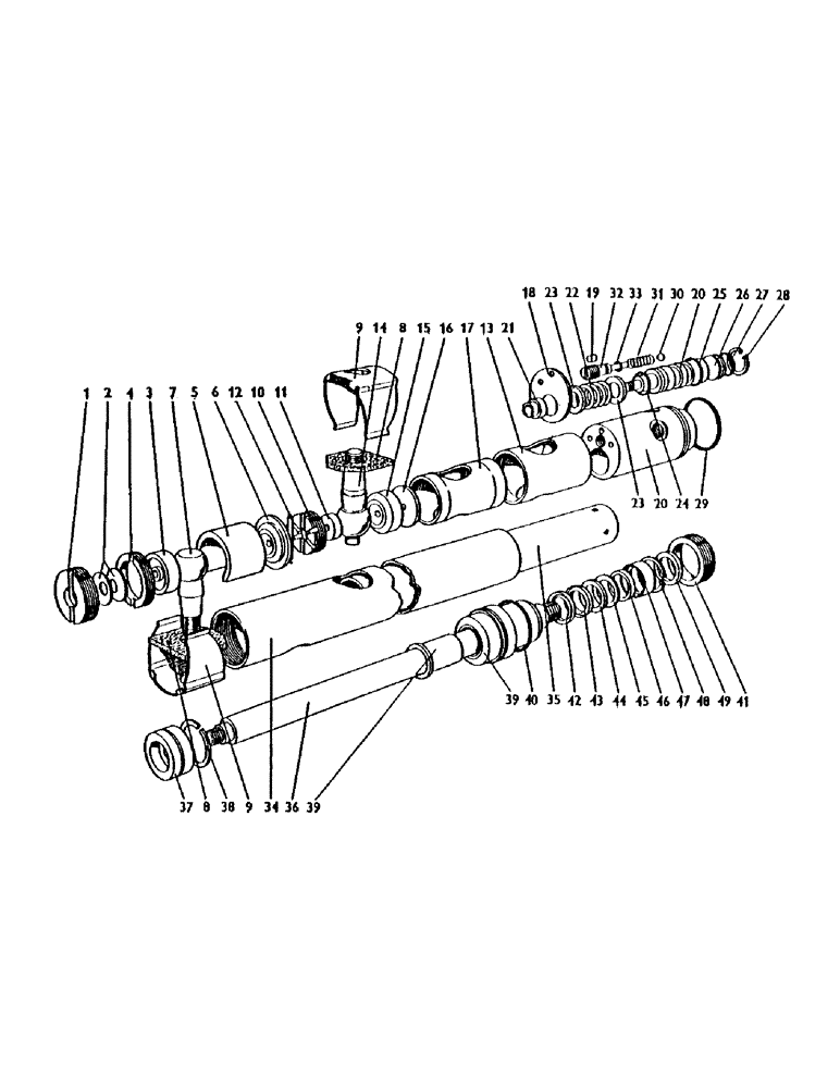 Схема запчастей Case IH 1200 - (092) - HYDRAULIC RAM, PART OF U965, POWER-ASSISTED STEERING Steering & Front Axle