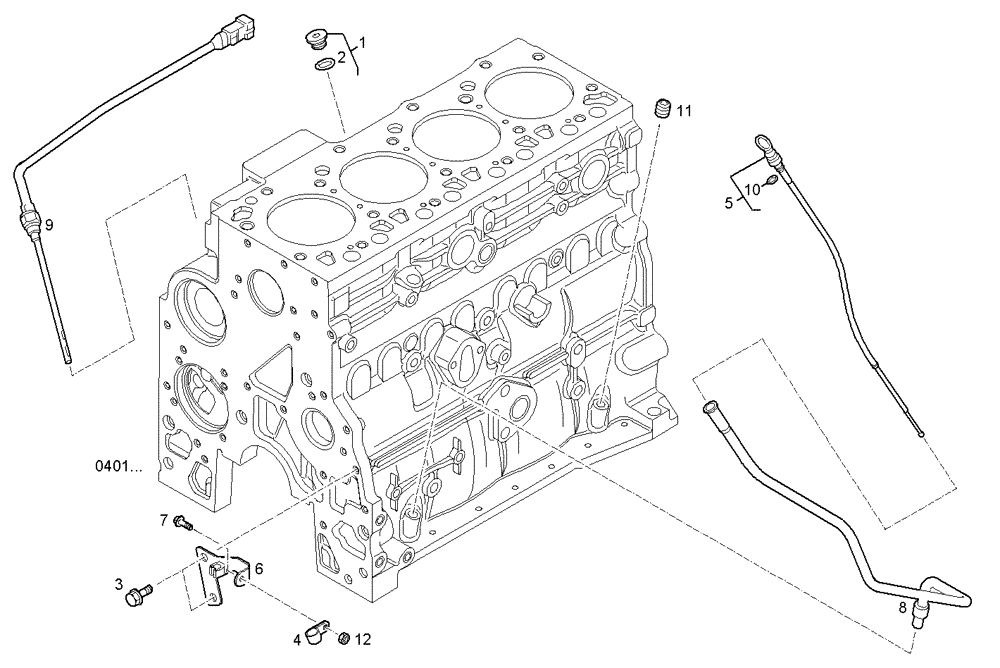 Схема запчастей Case IH F4BE0484F D606 - (2700.011) - OIL DIPSTICK & FILLER PIPE 