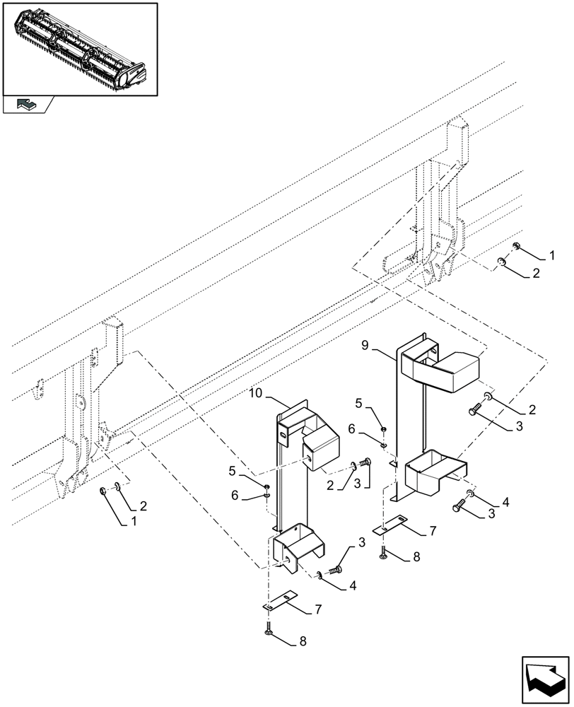 Схема запчастей Case IH 2030 - (20.05A[01]) - ADAPTOR KIT FOR COMBINE (20) - HEADER