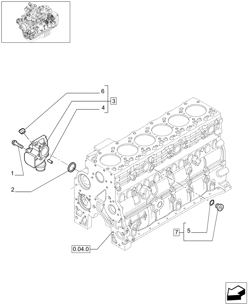 Схема запчастей Case IH F4GE9684B J601 - (0.32.3[01]) - PIPING - ENGINE COOLING SYSTEM (504010574-504038202) 