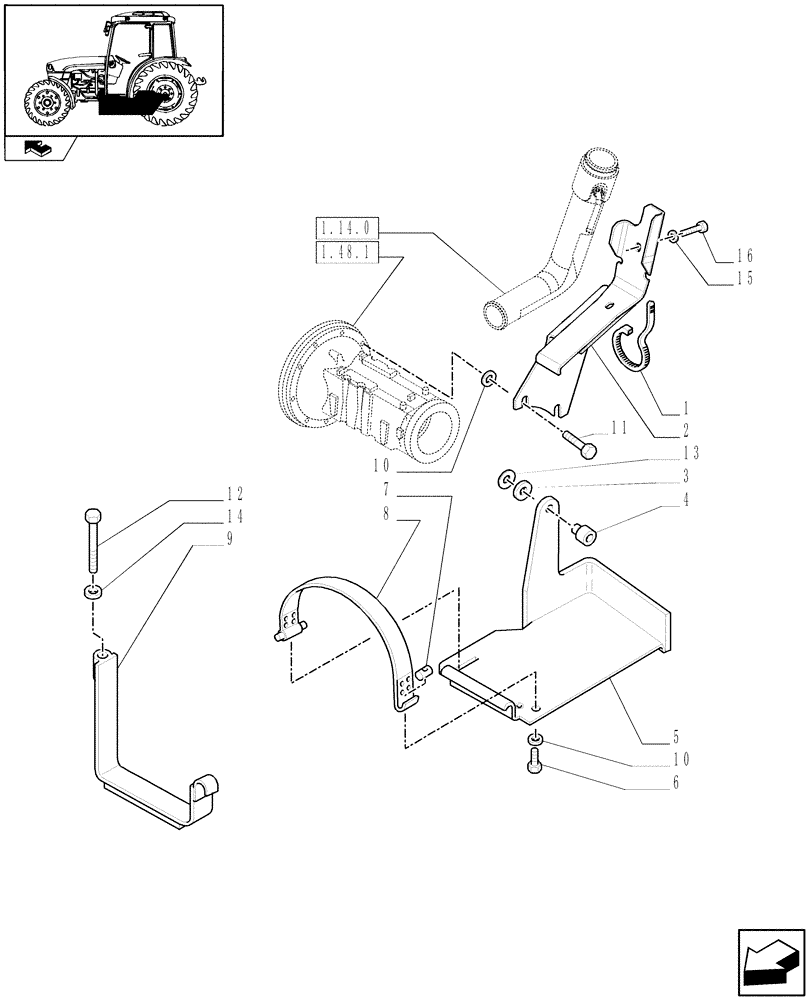 Схема запчастей Case IH FARMALL 65C - (1.14.7) - FUEL TANK SUPPORT (02) - ENGINE EQUIPMENT