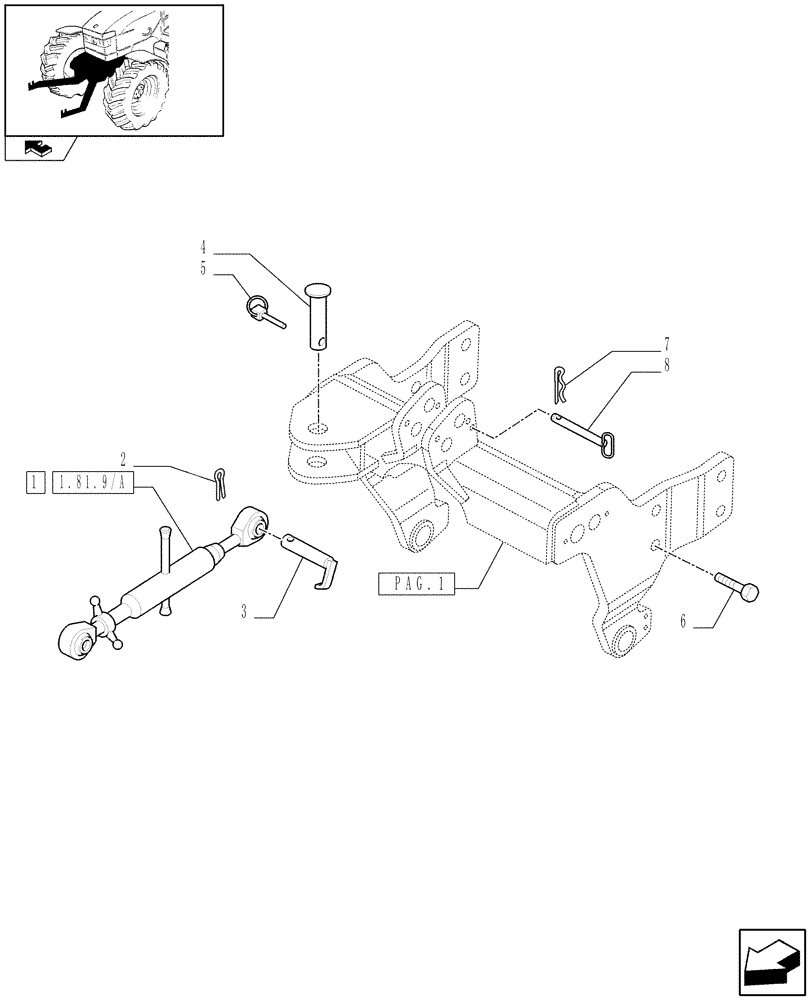 Схема запчастей Case IH FARMALL 75C - (1.81.9/01[03]) - FRONT HPL AND PTO CHASSIS MOUNTED WITH ELECTRONIC CONTROL - LINK AND PINS (VAR.330404-331404-332404-333404) (07) - HYDRAULIC SYSTEM