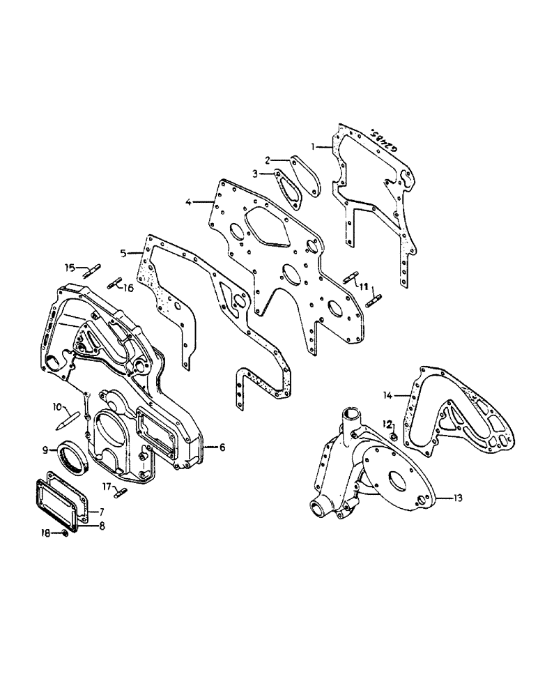 Схема запчастей Case IH 553 - (020) - CRANKCASE FRONT COVER (02) - ENGINE