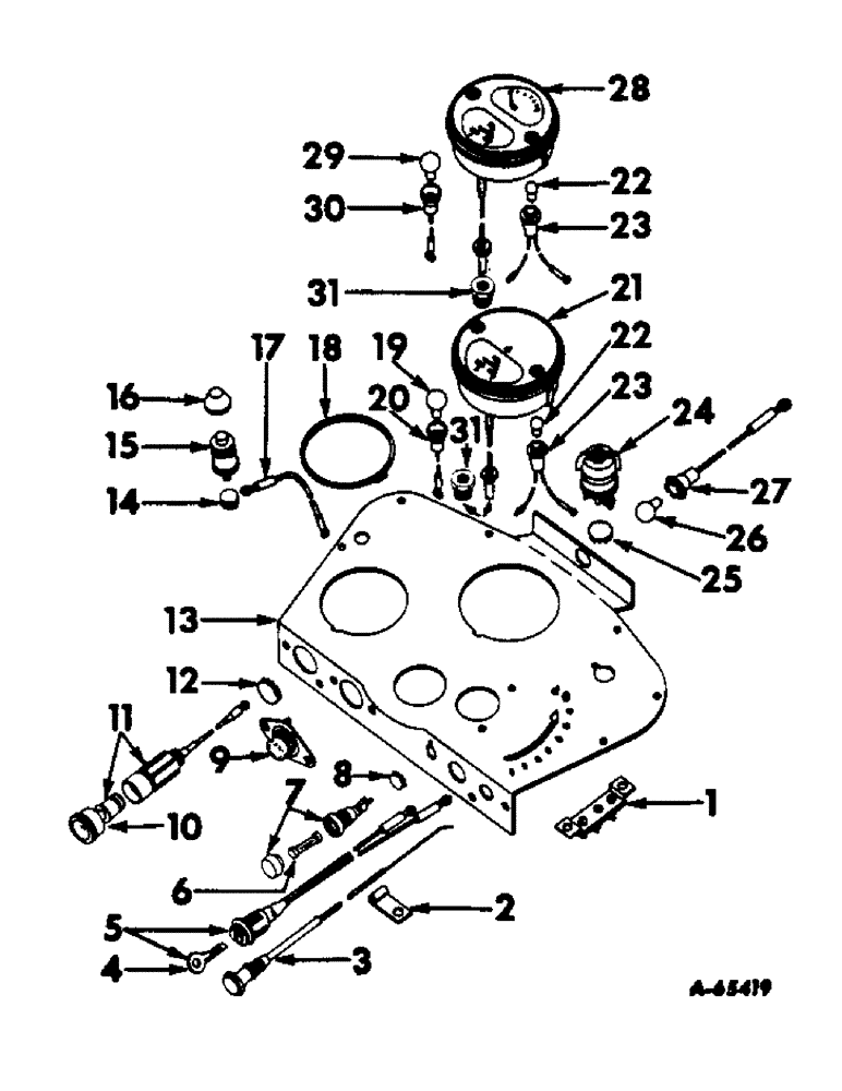 Схема запчастей Case IH 404 - (134) - ENGINE CONTROLS, INSTRUMENTS AND INSTRUMENT PANEL, ENGINE CONTROLS AND INSTRUMENTS Engine Controls