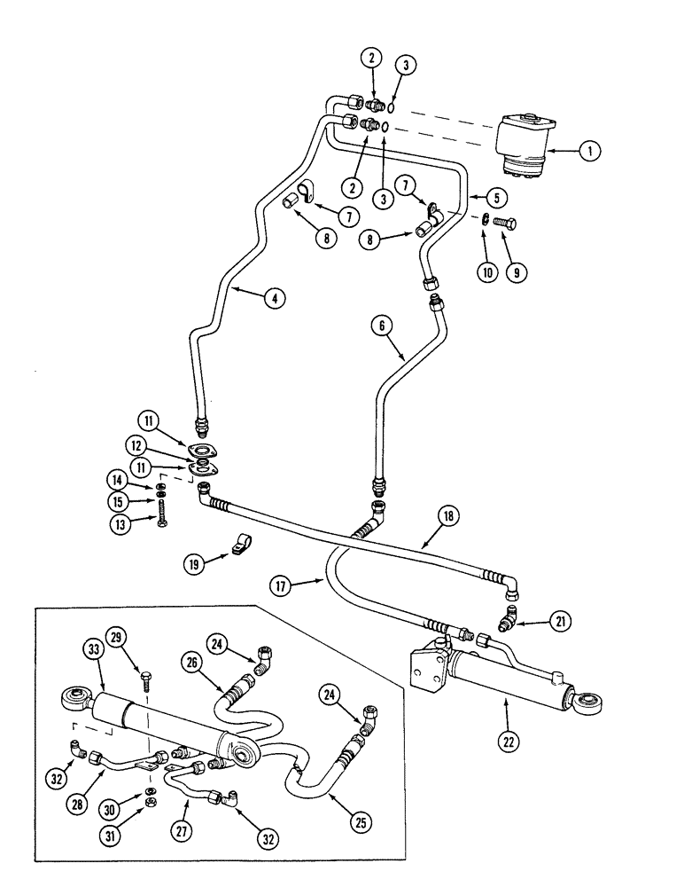 Схема запчастей Case IH 1494 - (5-112) - STEERING CYLINDER AND TUBES, MFD TRACTORS WITHOUT CAB (05) - STEERING