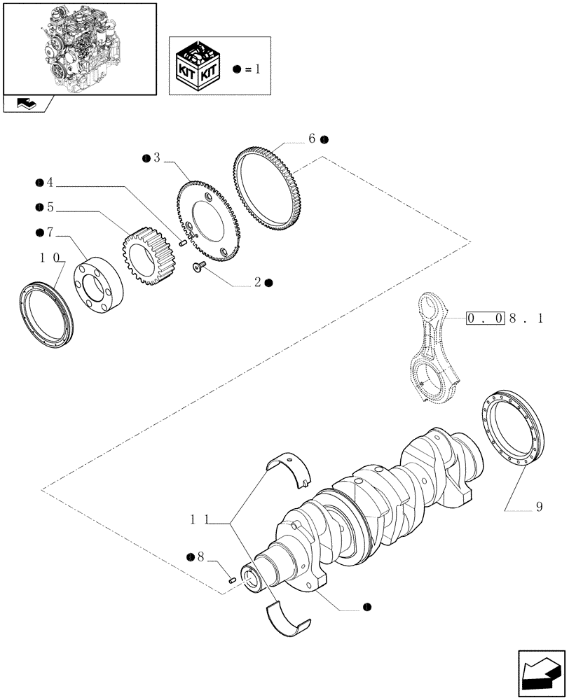 Схема запчастей Case IH FARMALL 75N - (0.08.0) - CRANKSHAFT (01) - ENGINE