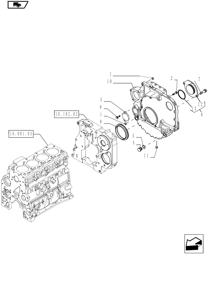 Схема запчастей Case IH P70 - (10.102.04) - FLYWHEEL HOUSING (10) - ENGINE