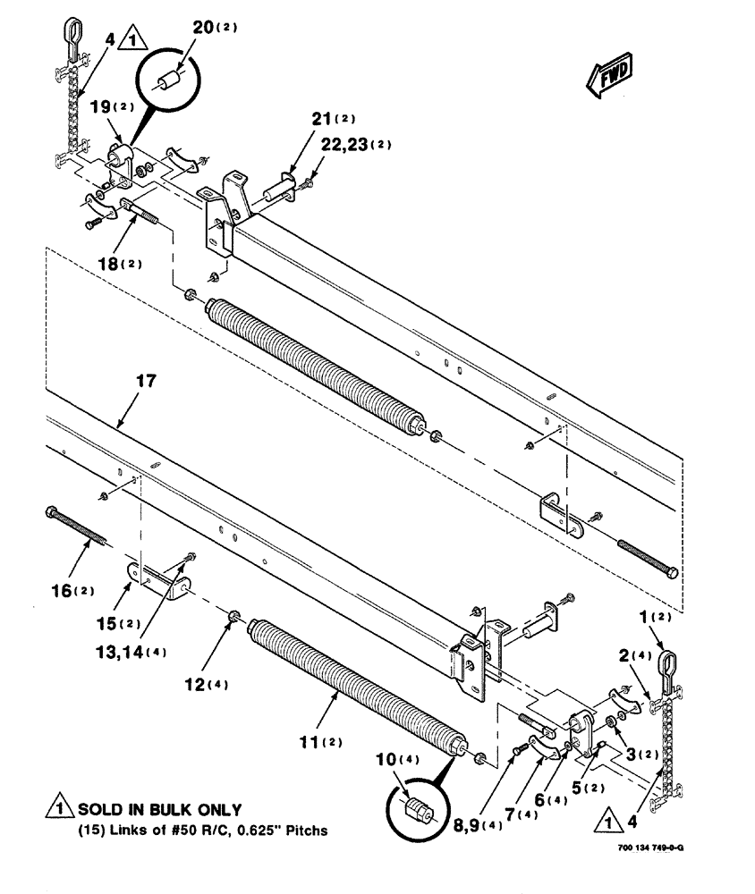 Схема запчастей Case IH 525 - (05-012) - HAY CONDITIONER SPRING ASSEMBLY (58) - ATTACHMENTS/HEADERS