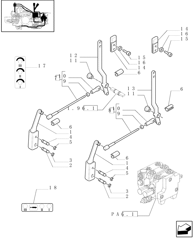 Схема запчастей Case IH JX100U - (1.82.7/13[04]) - (VAR.411) TWO CONTROL VALVES - BOSCH - LESS CAB - LEVERS AND KNOBS (07) - HYDRAULIC SYSTEM