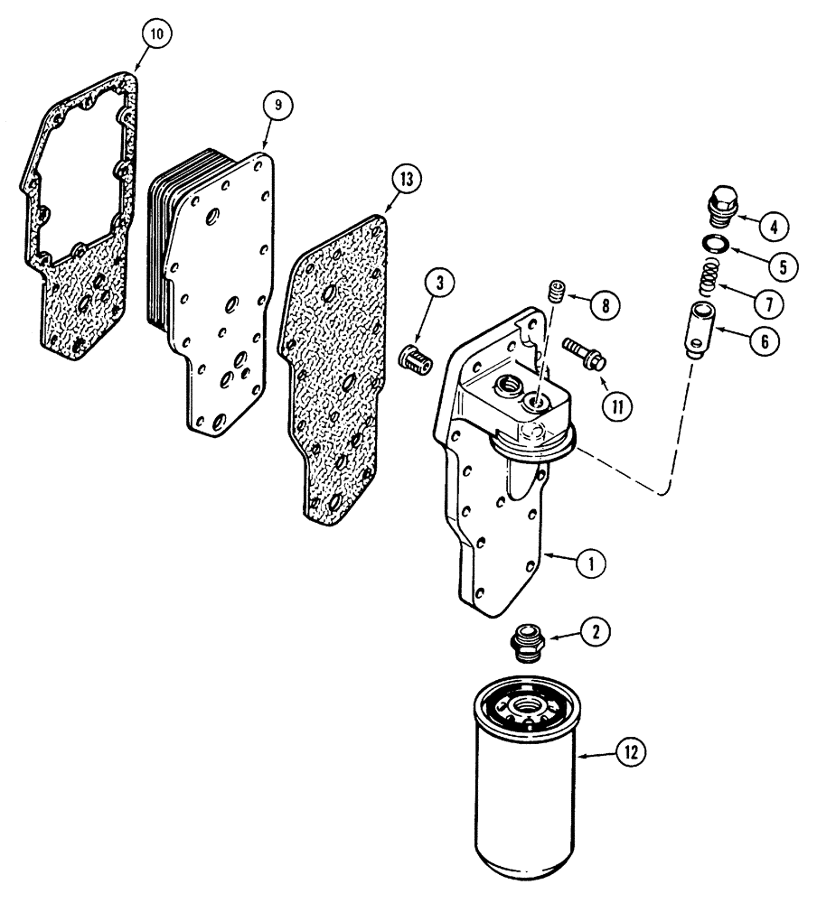 Схема запчастей Case IH MX120 - (02-21) - OIL FILTER AND COOLER (02) - ENGINE