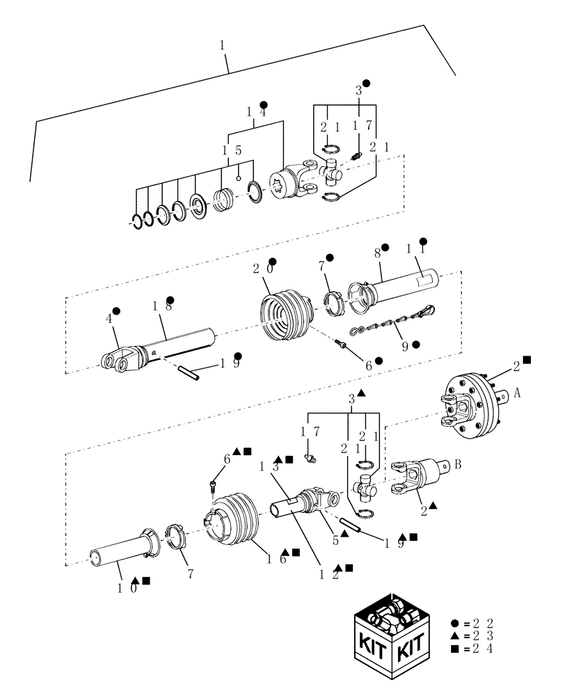 Схема запчастей Case IH 2010 - (20.03A) - DRIVE SHAFT [PTO] SUBASSEMBLY (58) - ATTACHMENTS/HEADERS