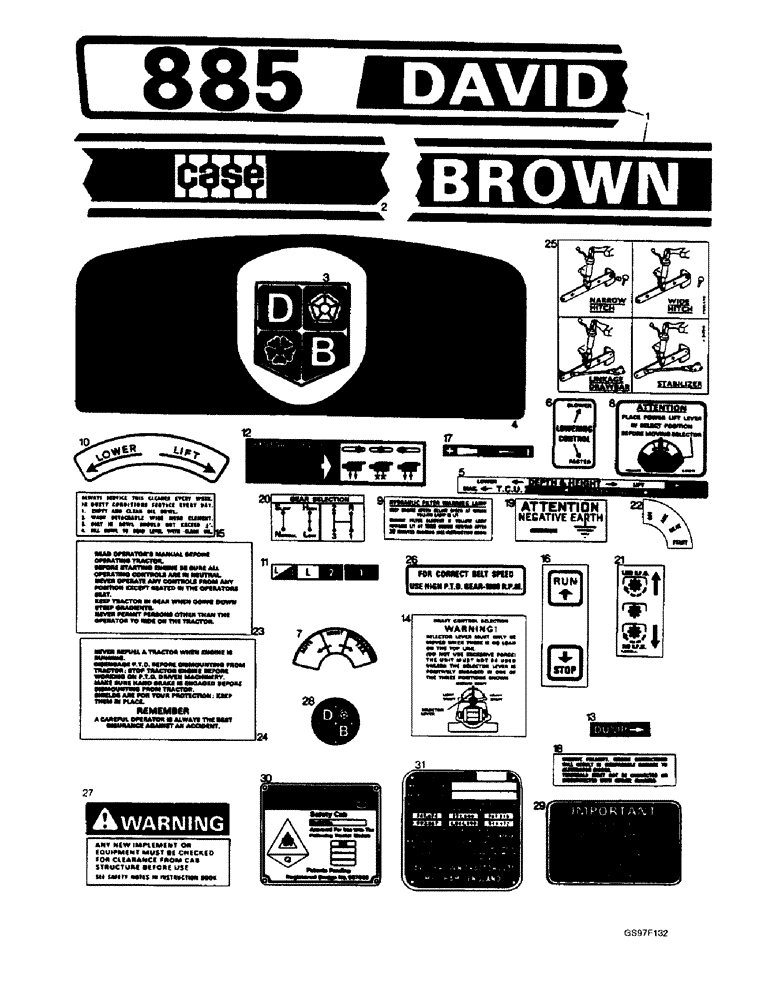 Схема запчастей Case IH 885 - (9-90) - DECALS AND INSTRUCTION PLATES (09) - CHASSIS/ATTACHMENTS