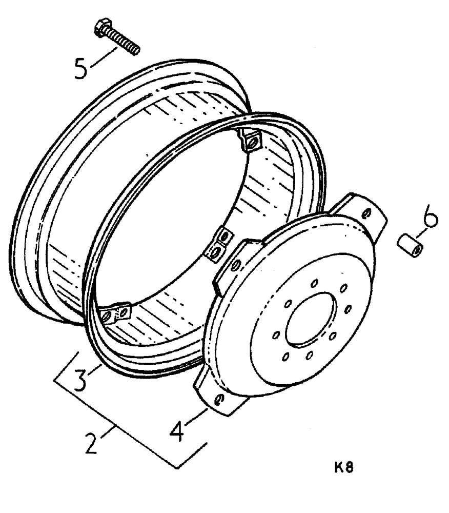 Схема запчастей Case IH 884 - (15-008) - FRONT WHEEL - 4 WHEEL DRIVE Wheels & Traction