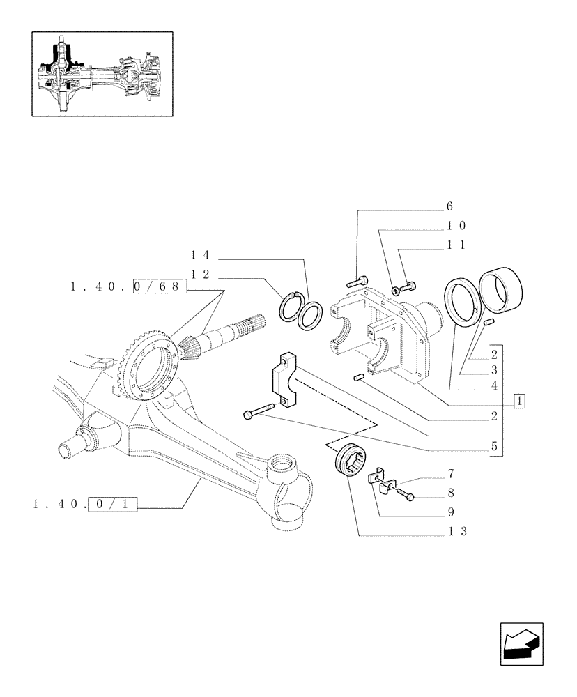 Схема запчастей Case IH JX90U - (1.40.0/45[02]) - (VAR.325) ELECTROHYD. FRONT DIFFENTIAL LOCK 40 KM/H, BRAKES AND MUDGUARDS - SUPPORT (04) - FRONT AXLE & STEERING