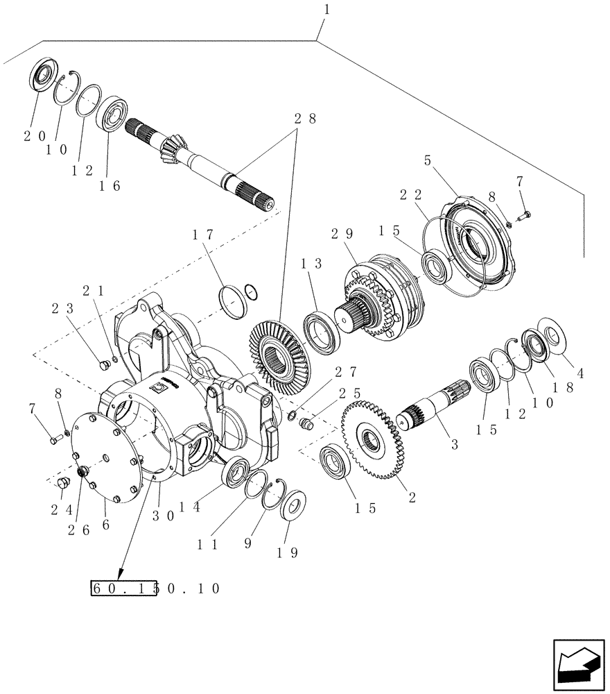 Схема запчастей Case IH 9120 - (60.150.03[01]) - GEARBOX, FEEDER CONVEYOR DRIVE, WITHOUT ROCK TRAP, BSN YAG209363 (60) - PRODUCT FEEDING