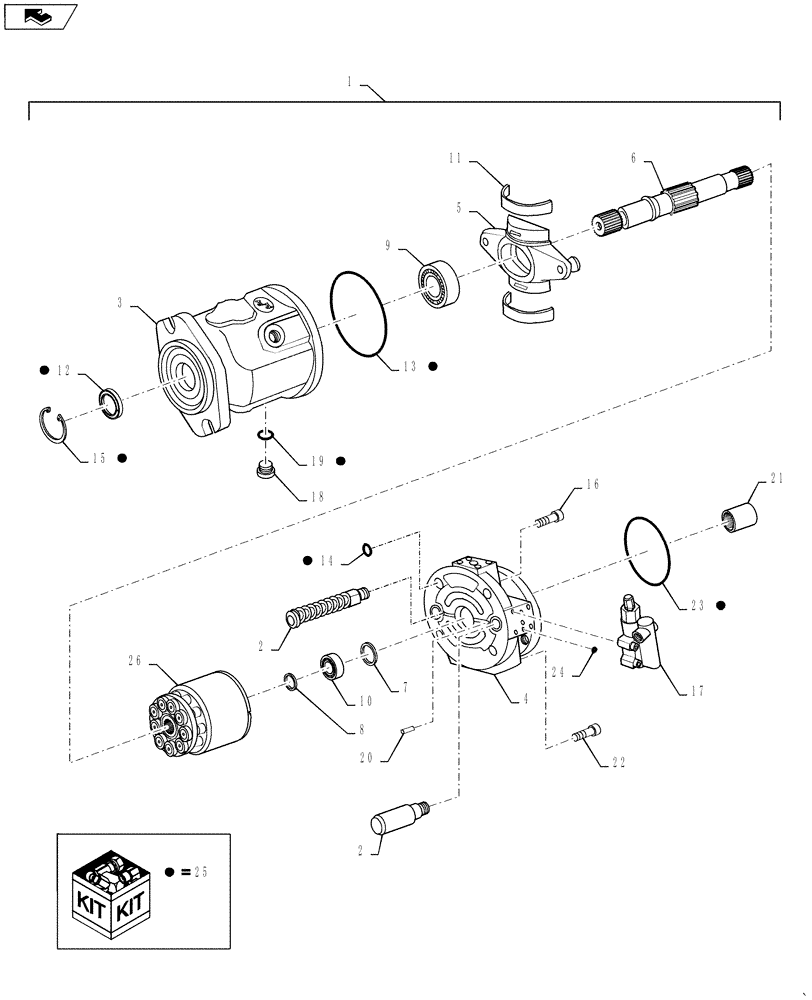 Схема запчастей Case IH QUADTRAC 450 - (35.106.03[02]) - PISTON PUMP ASSEMBLY - STANDARD HYDRAULICS (35) - HYDRAULIC SYSTEMS