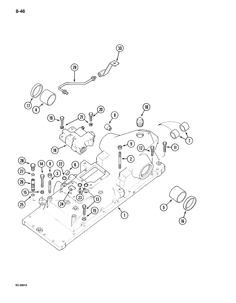 Схема запчастей Case IH 995 - (8-46) - DRAFT CONTROL, HYDRAULIC HOUSING (08) - HYDRAULICS