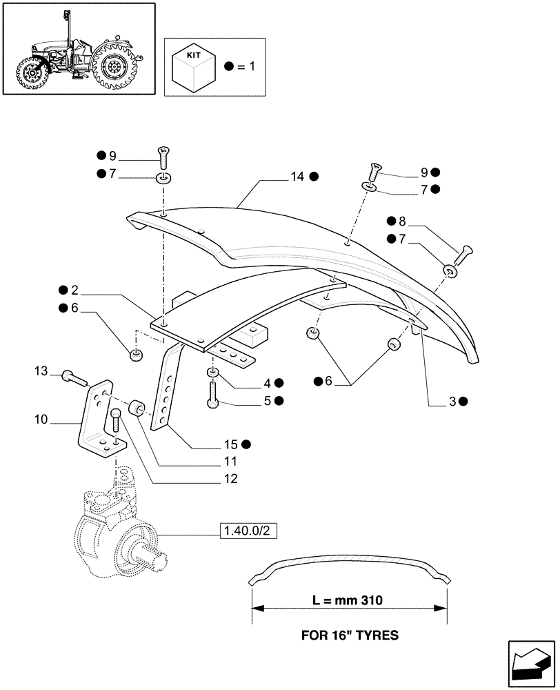 Схема запчастей Case IH JX1075C - (1.43.0/02) - (VAR.169-169/1) 4WD FRONT MUDGUARDS- SUPPORTS (04) - FRONT AXLE & STEERING