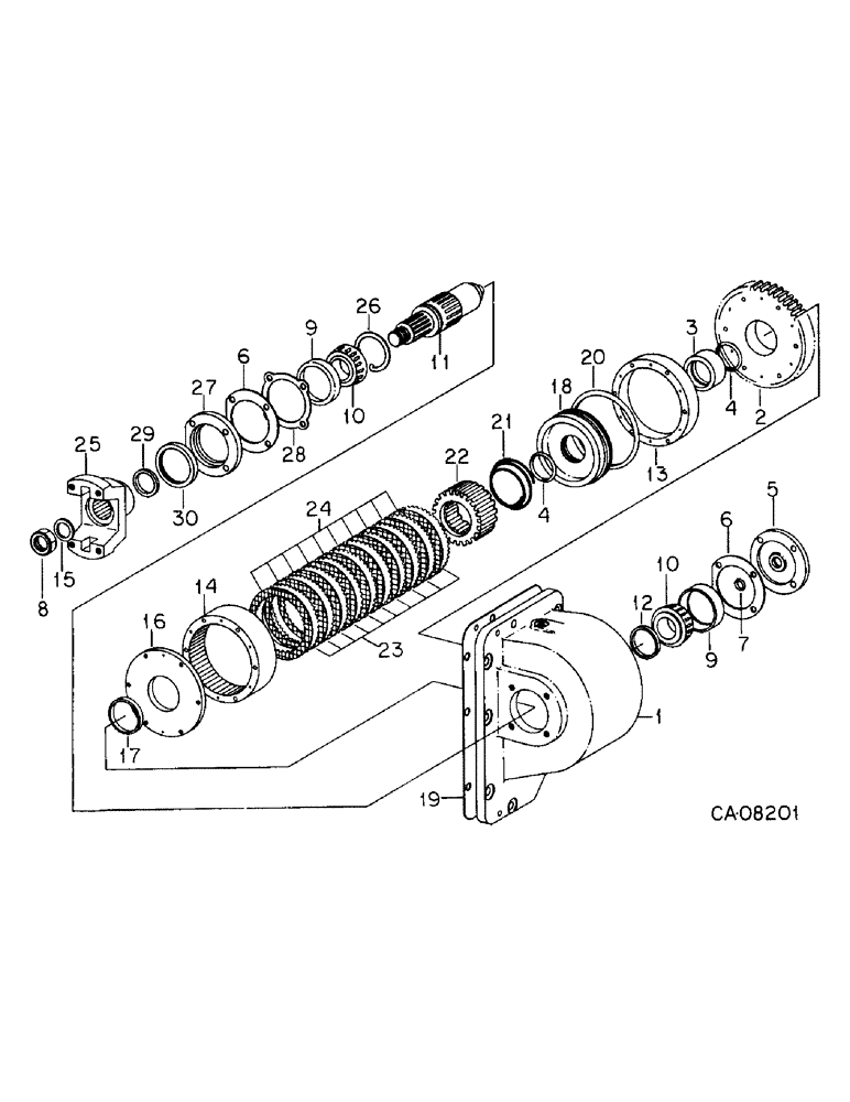 Схема запчастей Case IH 3288 - (07-50) - DRIVE TRAIN, TRANSFER CASE, TRACTORS WITH ALL WHEEL DRIVE, WITH TWO PIECE DRIVE SHAFT (04) - Drive Train