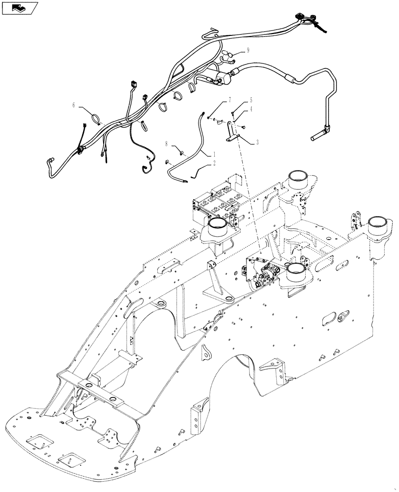 Схема запчастей Case IH QUADTRAC 500 - (41.200.05) - EMERGENCY STEERING PUMP WIRING LAYOUT - EUROPE ONLY (41) - STEERING