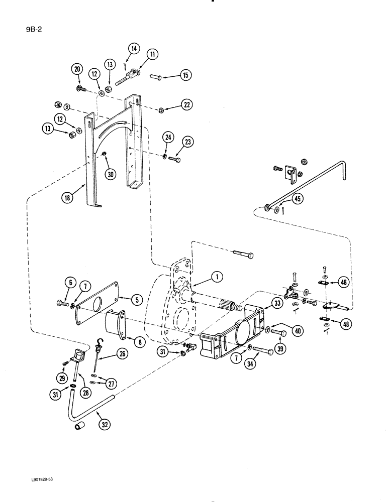 Схема запчастей Case IH 1620 - (9B-02) - ROTOR DRIVE HOUSING MOUNTING (14) - ROTOR, CONCANVES & SIEVE