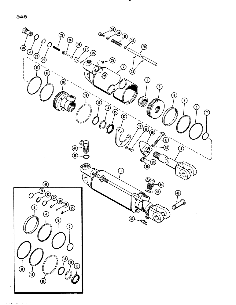 Схема запчастей Case IH 730 SERIES - (348) - A34922 HYDRAULIC CYLINDER, 3-1/4 X 8, WITH HYDRAULIC LIMIT STOP (08) - HYDRAULICS