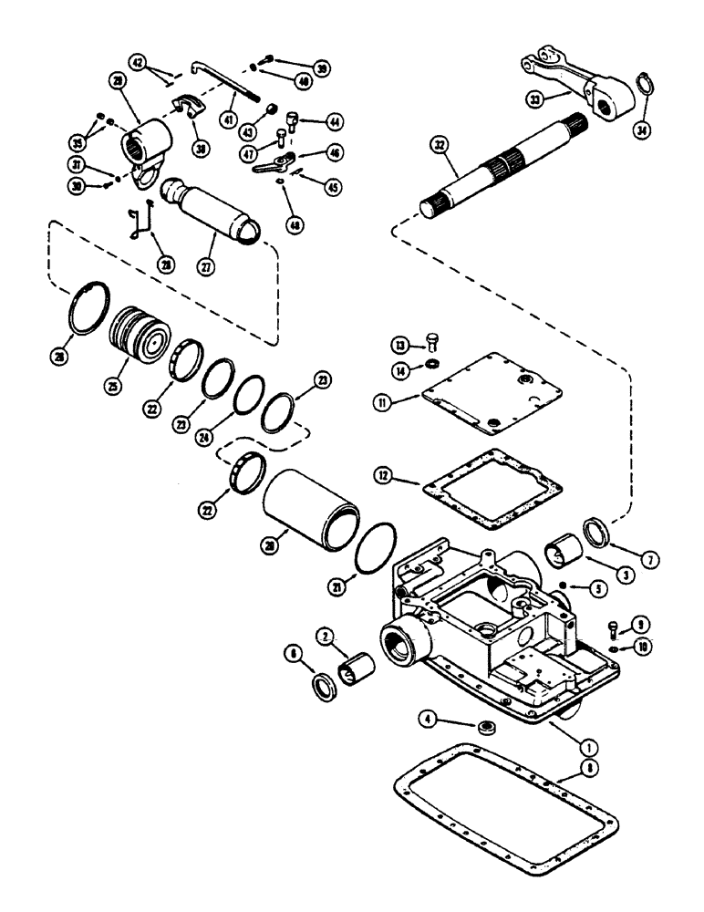 Схема запчастей Case IH 1175 - (174) - ROCKSHAFT AND HOUSING (08) - HYDRAULICS