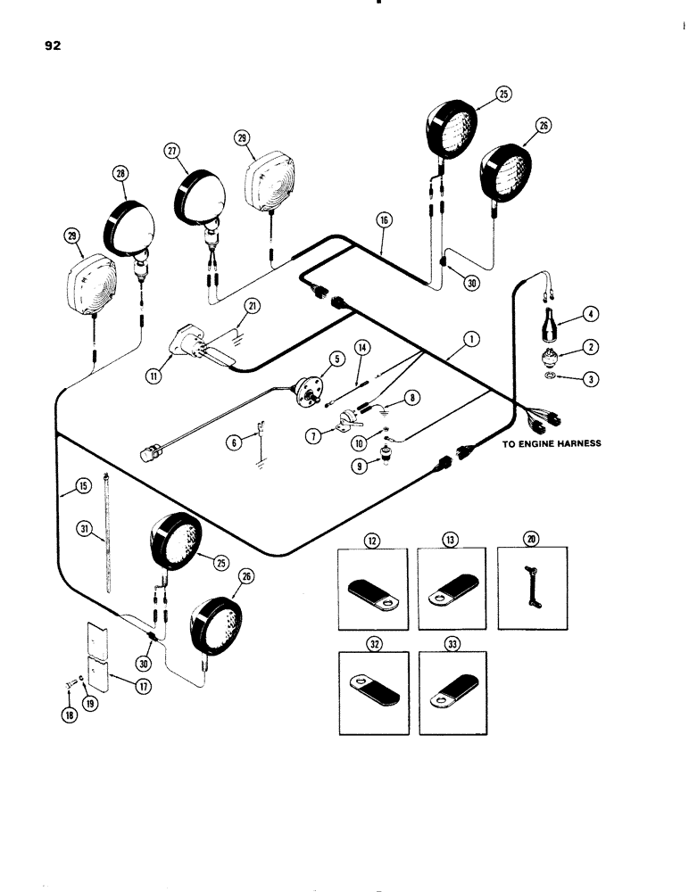 Схема запчастей Case IH 1270 - (092) - TRANSMISSION HARNESS, USED P.I.N. 8753831 TO 8797567 (04) - ELECTRICAL SYSTEMS