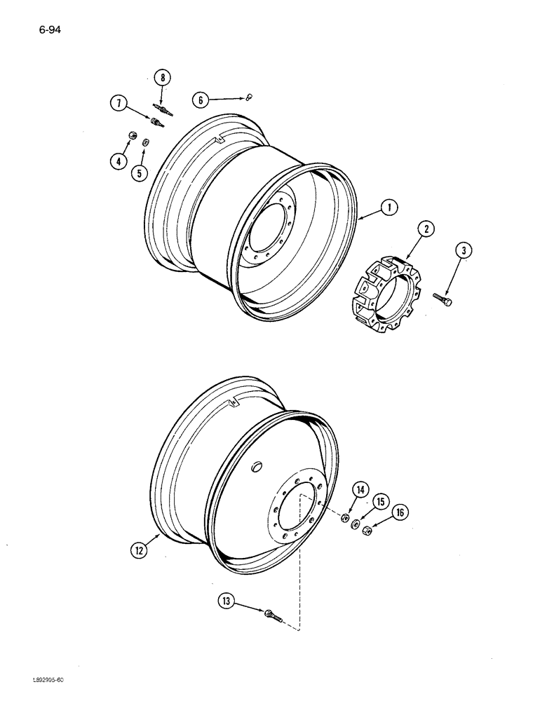 Схема запчастей Case IH 1680 - (6-094) - DRIVE WHEELS AND SPACERS, DUAL DRIVE WHEELS (03) - POWER TRAIN