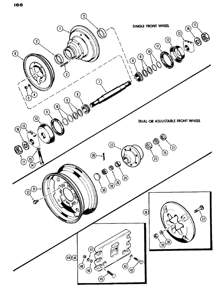 Схема запчастей Case IH 430 - (166) - FRONT WHEELS, SINGLE FRONT WHEELS (06) - POWER TRAIN