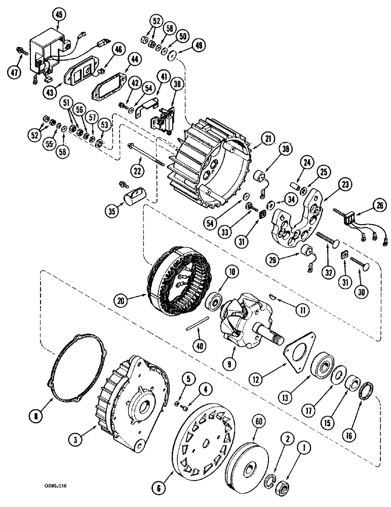 Схема запчастей Case IH 1682 - (4-22) - FEEDER REVERSER ALTERNATOR (06) - ELECTRICAL