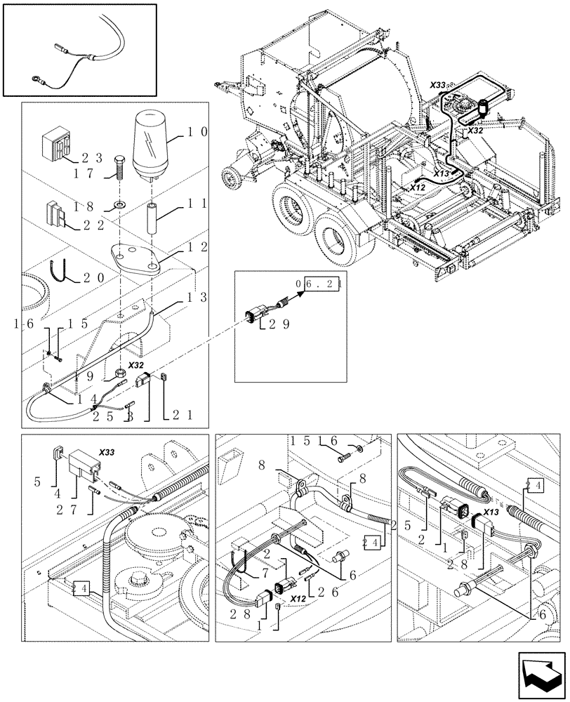 Схема запчастей Case IH RBX341 - (06.28[01]) - ROTARY BEACON AND BASKET (06) - ELECTRICAL SYSTEMS